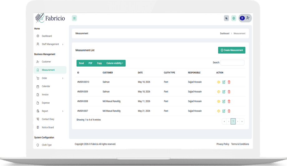Fabricio – Smart Fabric & Inventory Management SaaS