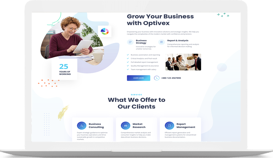 Optivex – Business Consulting & Growth Agency Website