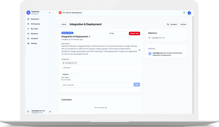 TaskFlow – Smart Project & Team Management Platform