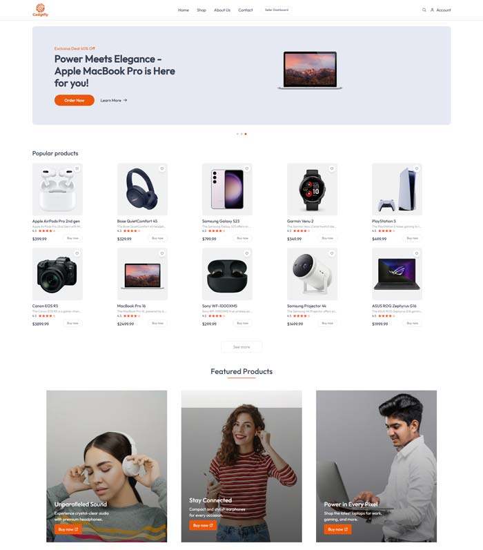 Gadgetfly – Modern Multi-Vendor Electronics E-commerce Platform