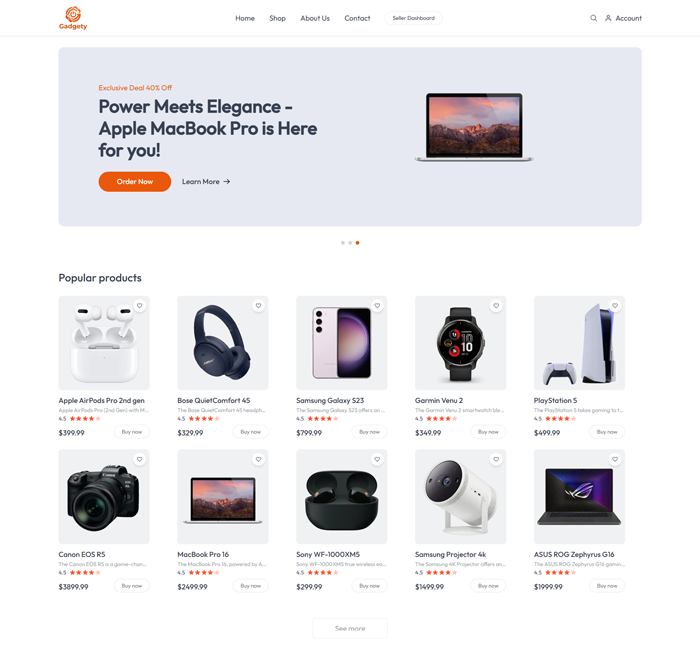 Gadgety – Modern Multi-Vendor Electronics E-commerce Platform