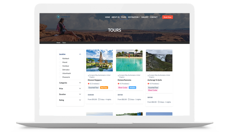 TripNest – Modern Travel & Tour Booking Platform
